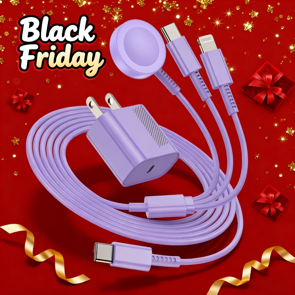 Apple Watch Charger Set 3-in-1 Magnetic Cable 6.6ft with 20W USB-C Wall Charger – Compatible with Apple Watch Ultra 2 Ultra SE Series 9 8 7 6 5 4 3 2 1 iPhone 15 14 13 12 11 AirPods White Pink Purple