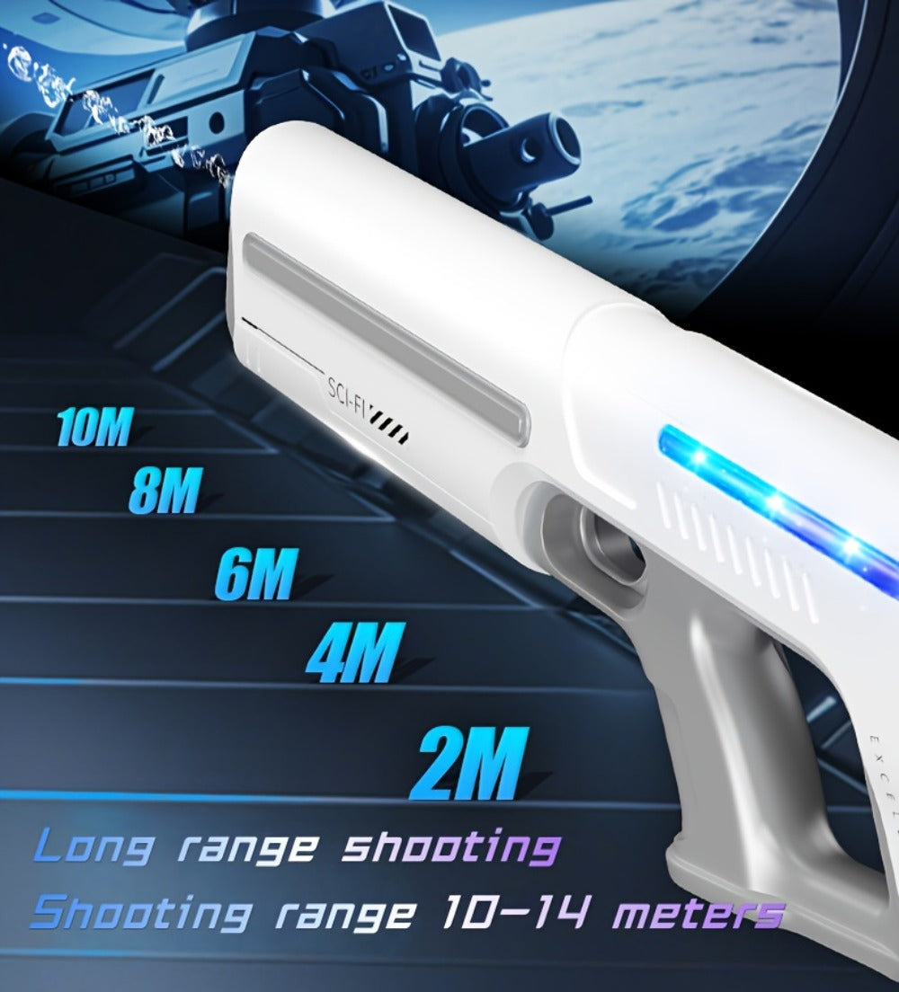 Electric Water Gun with Auto-Fill, LED Lights & 40-Foot Range – USB Rechargeable Large Capacity Soaker Blaster for Kids & Adults, Pool Beach Backyard Outdoor Summer Toy, Gift Box