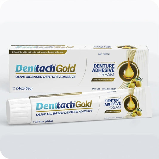 Denture Adhesive Cream, Zinc-Free Olive Oil Formula for Full & Partial Dentures, 2.4 oz
