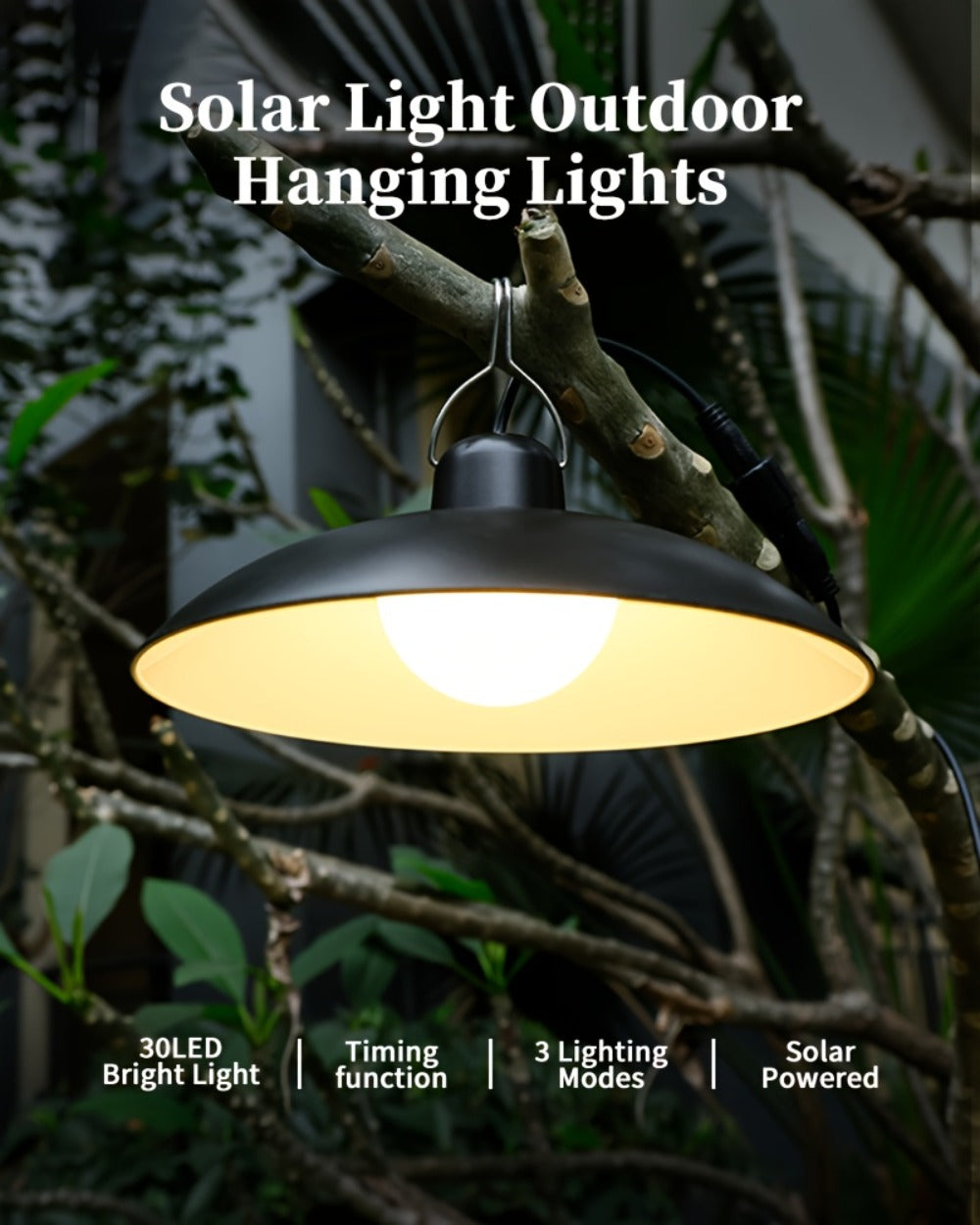 Solar Pendant Light Indoor Outdoor Hanging Light Fixture 3200mAh Rechargeable - 3 Brightness Modes Remote Control 2 LED Bulbs Warm & Cool White for Patio Gazebo Pergola Shed Garage Barn Off-Grid
