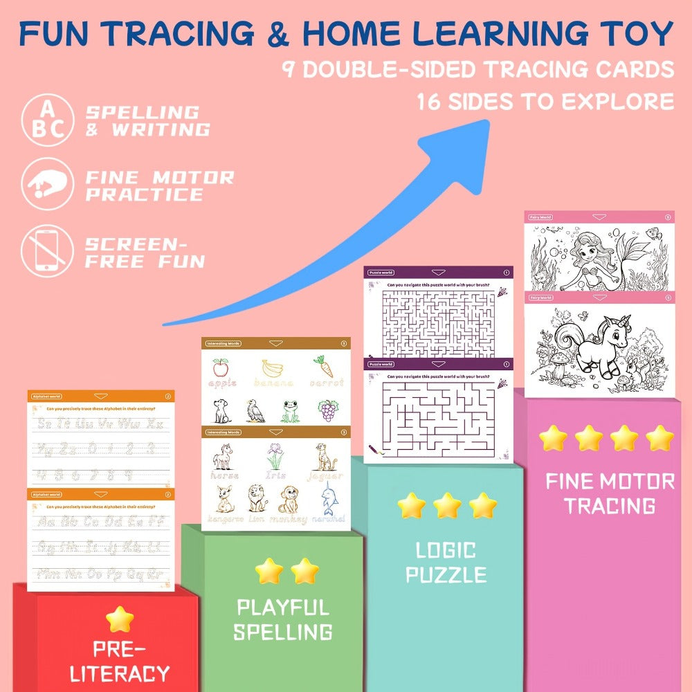 LED Light Up Drawing Board for Kids with 9 Double-Sided Tracing Cards & 6 Markers – Travel Doodle Board, 6 Colors