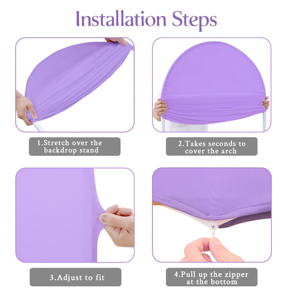 Wedding Arch Cover 6ft Polyester Fitted Round Top Backdrop Cover, Wrinkle-Free Machine Washable, for Wedding Ceremony Birthday Party Gender Reveal Banquet Decoration, 9 Colors Available