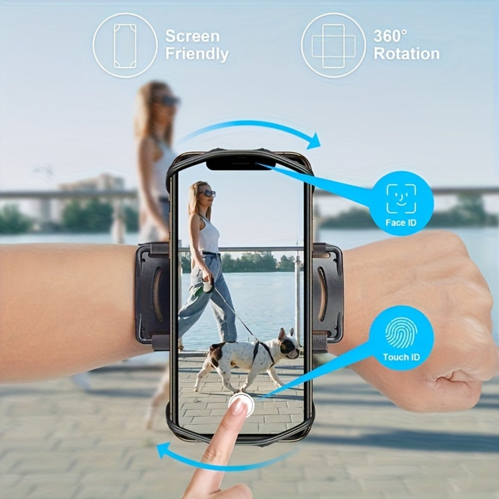 360° Rotation Sports Phone Arm Strap Wrist Holder for Running Gym Workout – Removable Adjustable Armband for 4.5 to 7 Inch Phones iPhone Samsung Android