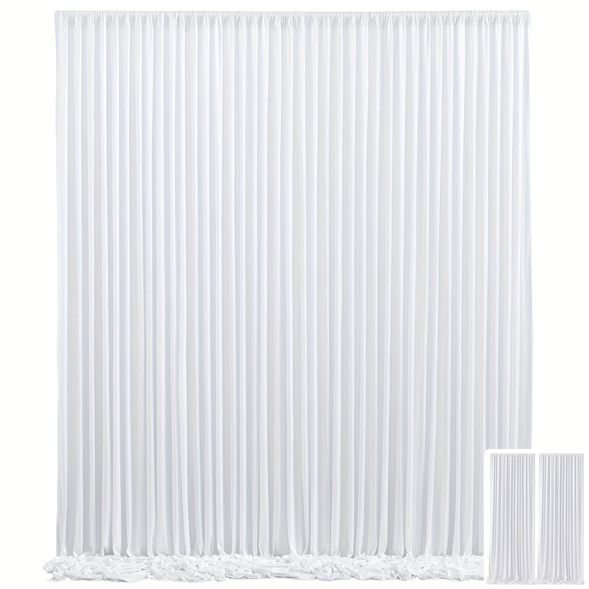 10x10Ft Polyester Photography Backdrop 2-Pack – Photo Booth Background Curtain for Party, Birthday, Wedding, Holiday, Stage & Exhibition Decoration, Wrinkle-Free, Machine Washable, Easy Pole Install