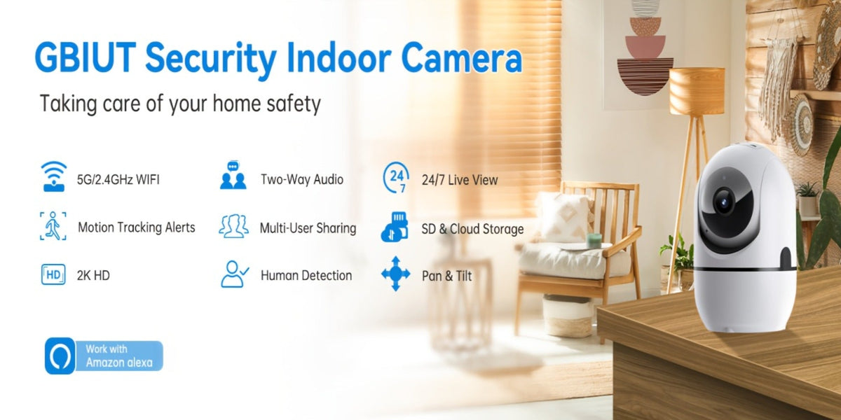4MP Indoor Security Camera 360° Rotatable with Human Tracking, Motion Detection, Dual-Channel WiFi 2.4G & 5G, Color Night Vision, Two-Way Audio & App Control – Home Surveillance Camera