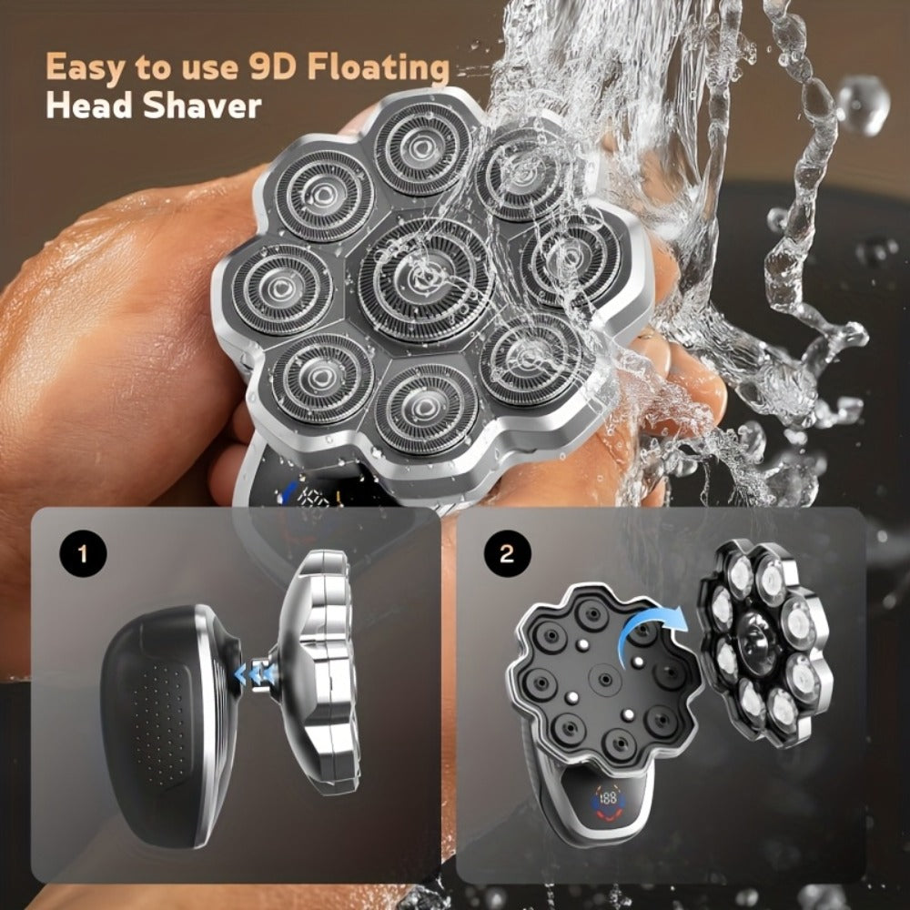 Electric Razor for Women 5-in-1 Painless Hair Removal Shaver — Wet & Dry Rechargeable Lady Shaver for Face, Legs, Bikini & Underarms, IPX5 Waterproof USB-C Charging, LED Indicator, 7 or 9 Blade Rotary Head Options