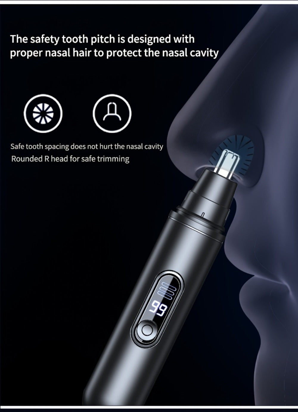 Electric Nose Trimmer with LED Display – USB Rechargeable Painless Facial Hair Removal Device for Men & Women, Nose Ear & Eyebrow Trimmer, Upgraded Grooming Tool, Ideal Gift