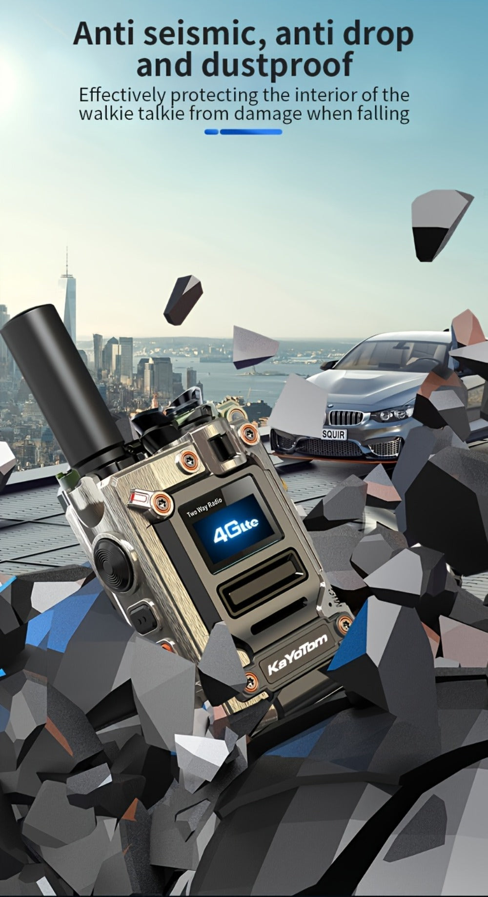Kayotom K300S 4G Global Walkie Talkie Unlimited Range, No Monthly Fee Two Way Radio, UHF 400-480MHz Long Battery Life, Dustproof Shockproof Handheld Transceiver for Outdoor Group Remote Coordination