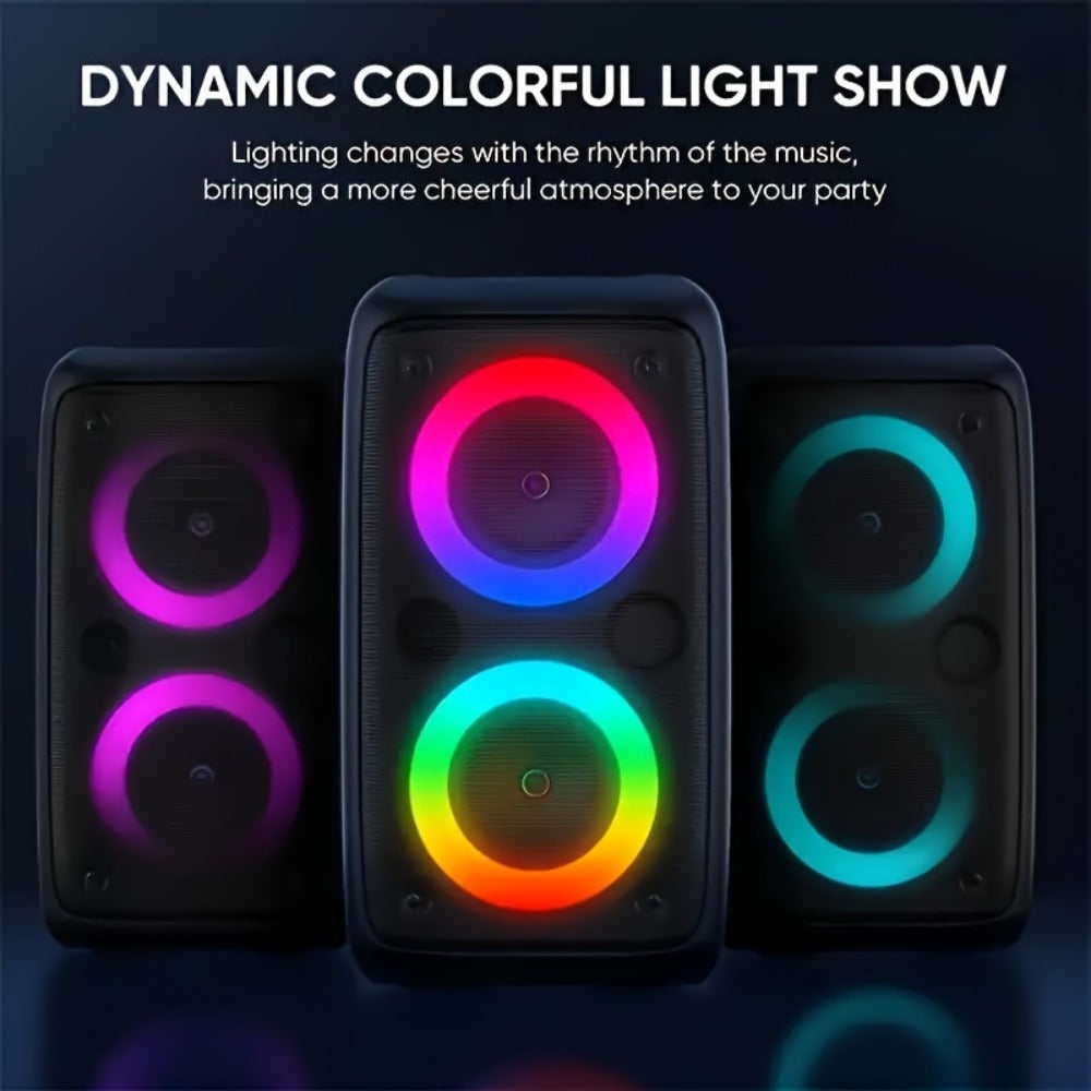 Wireless Bluetooth Speaker with Color LED Lights, MOKiN KTS-1265 Portable Party Speaker, Bass Boost, FM Radio, TF Card, USB, Type-C, Lightweight for Outdoor Travel Home Parties