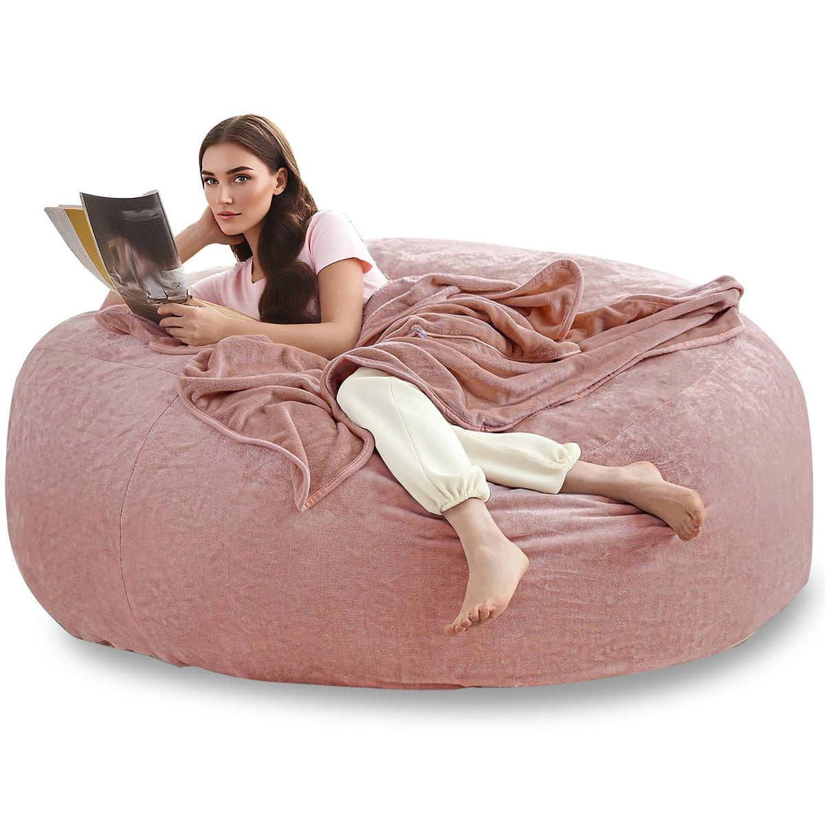 Bean Bag Chair shown in the Pink, 6FT(59IN*35IN) option