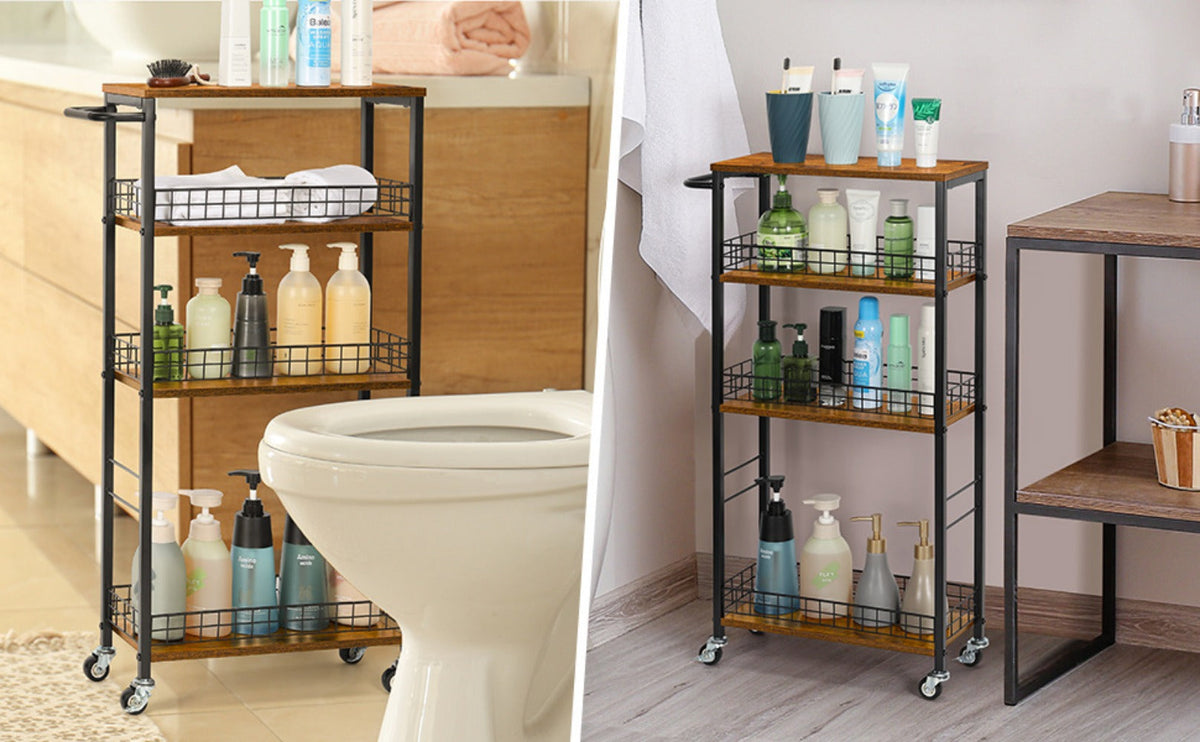 4-Tier Narrow Storage Cart with Carry Handle for Organized Everyday Storage detail image - detail view 16