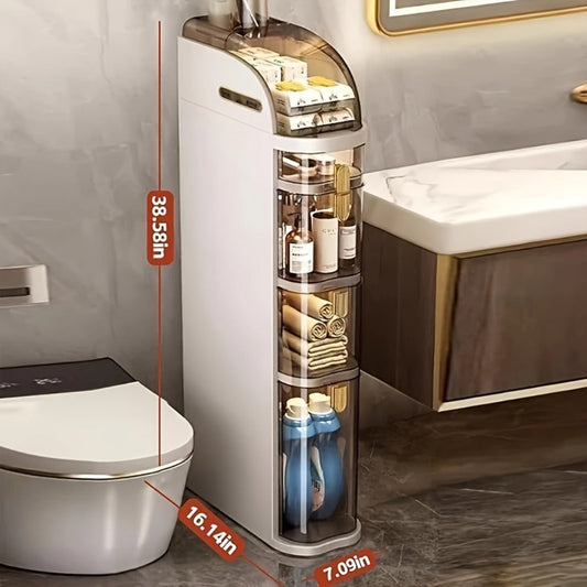 4-Tier Slim Bathroom Storage Cart with Storage Drawers and Tool-Free Assembly detail image