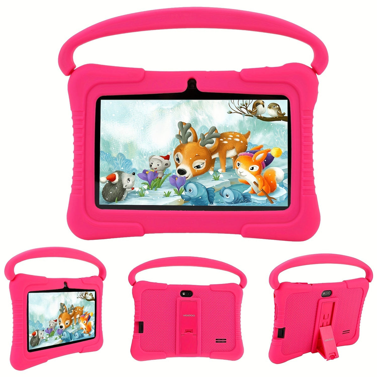 Kids Tablet 7 Inch Veidoo Android WiFi Eye Protection Screen Dual Camera Parental Control Educational Games Drop-Proof Silicone Cover 1+16GB 2+32GB Blue Pink Children Tablet Pad