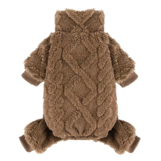 Fleece Pet Jumpsuit with Turtleneck and Open Belly for Small Dogs & Cats, XXS–M