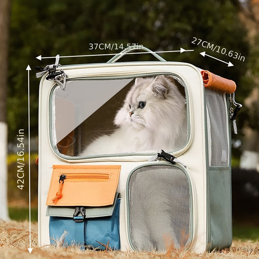 Cat Carrier Backpack with Mesh Ventilation and Pet Collar Set, 11.89-Gallon Capacity