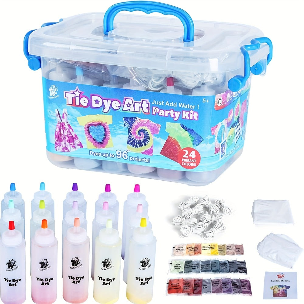 24-Color All-in-One Tie-Dye Kit with Carry Case & Gloves