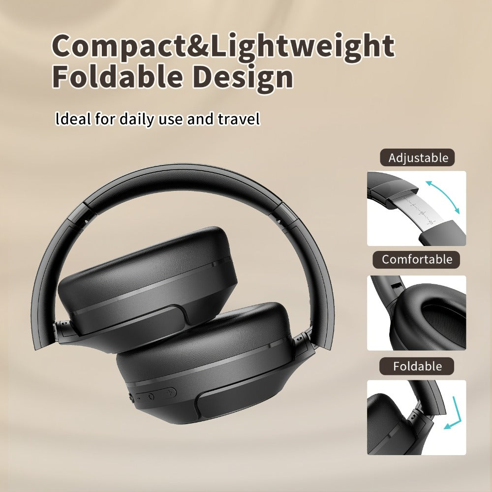 70H Hybrid ANC Over-Ear Headphones Wireless with Mic – Dual Device Connection 40mm Hi-Res Deep Bass Foldable Lightweight Type-C for Home Office Travel Black