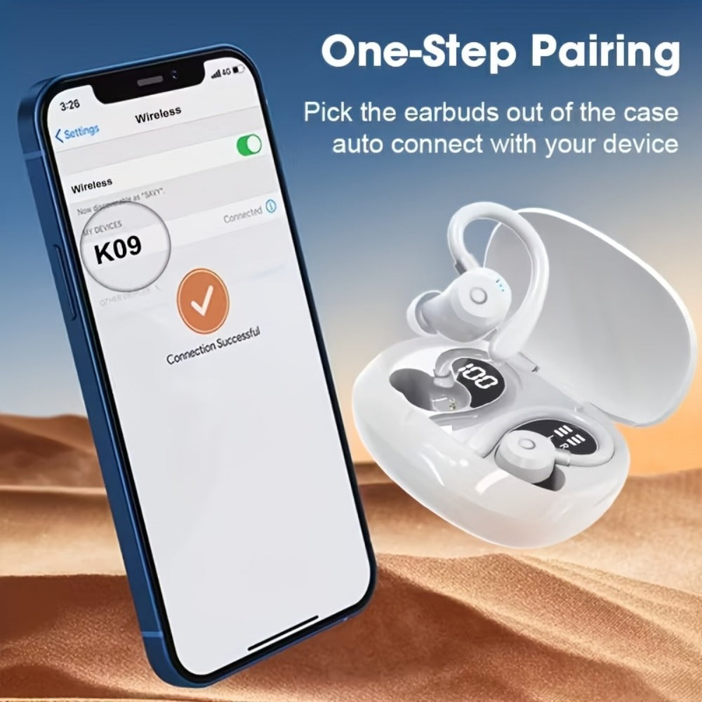 Hi-Fi Stereo Wireless Earbuds LED Digital Display Touch Control Noise Canceling Fast Charging Gaming Sport Headset Lightweight In-Ear Earphones for Commute Gamers iOS Android Black Blue White