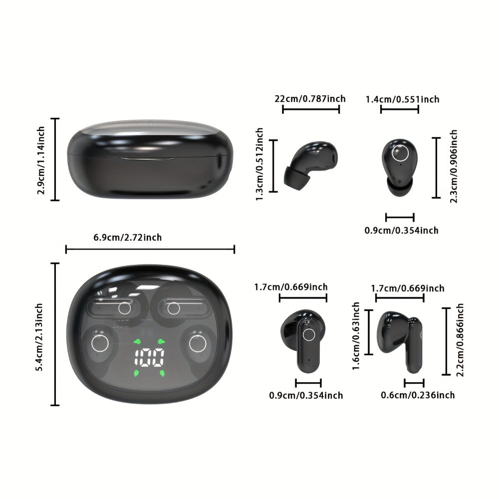 MSHUKCOE 2in1 Sleep Earbuds Invisible Mini Noise Cancelling, 6D HiFi Sound Effect Low Bass Wireless Headphones Long Battery Life, Comfortable Wear for Leisure Office Classroom, Birthday Gift