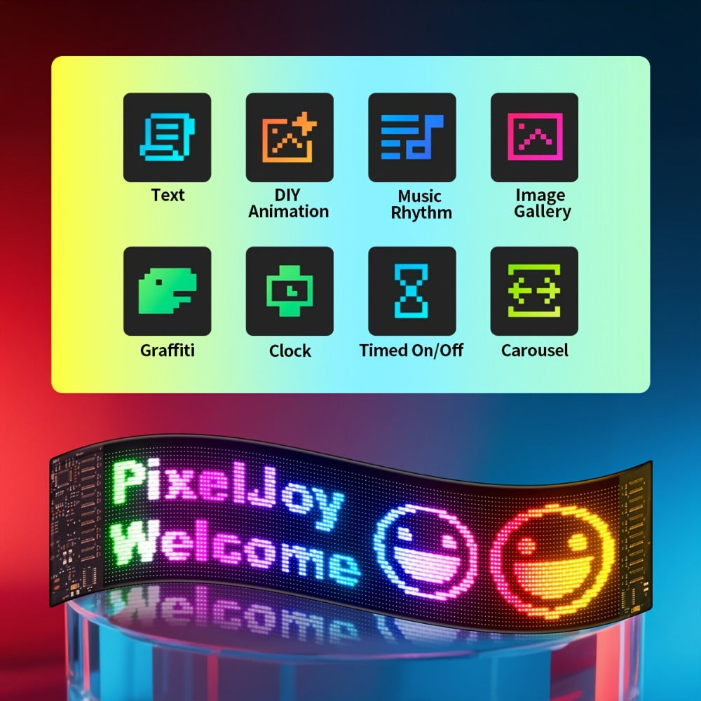 Bendable LED Display Screen App & Remote Control - Ultra-Thin 2mm Flexible LED Matrix Panel Custom Text DIY Patterns for Car Window Store Sign Concert Sports Cheering Banner Wedding Party Decoration
