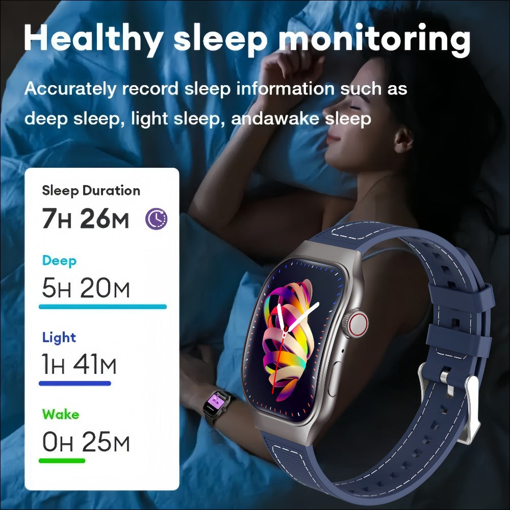 Smartwatch with Mini Games & Voice Assistant, 2.01" Curved Full Touch Screen, HD Wireless Calling, 100+ Sport Modes, Heart Rate SpO2 Sleep Tracker, Magnetic Charging, Deployable Buckle – Men & Women