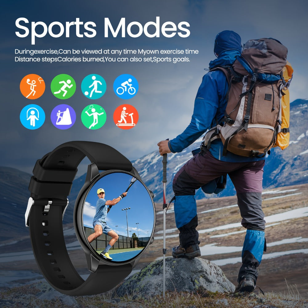 Round Dial Smartwatch 2.01 Inch Large Screen Wireless Calling 100 Sport Modes Sleep Monitor Built-In Games Weather Calculator Pedometer Heart Rate Fitness Tracker Android iPhone Compatible Men Women Steel or Silicone Band Black Silver