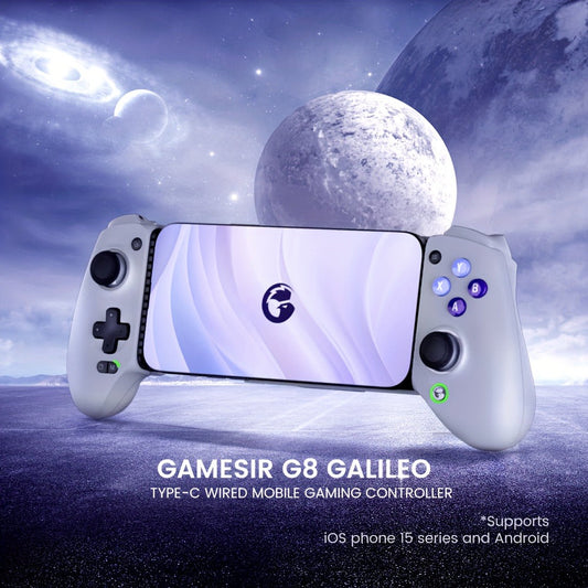 Hall Effect Mobile Gaming Controller GameSir G8 Galileo USB-C Wired – Zero-Drift Joysticks & Triggers, Pass-Through Charging, Mappable Back Buttons for iPhone 15 Android Cloud Gaming Xbox Game Pass