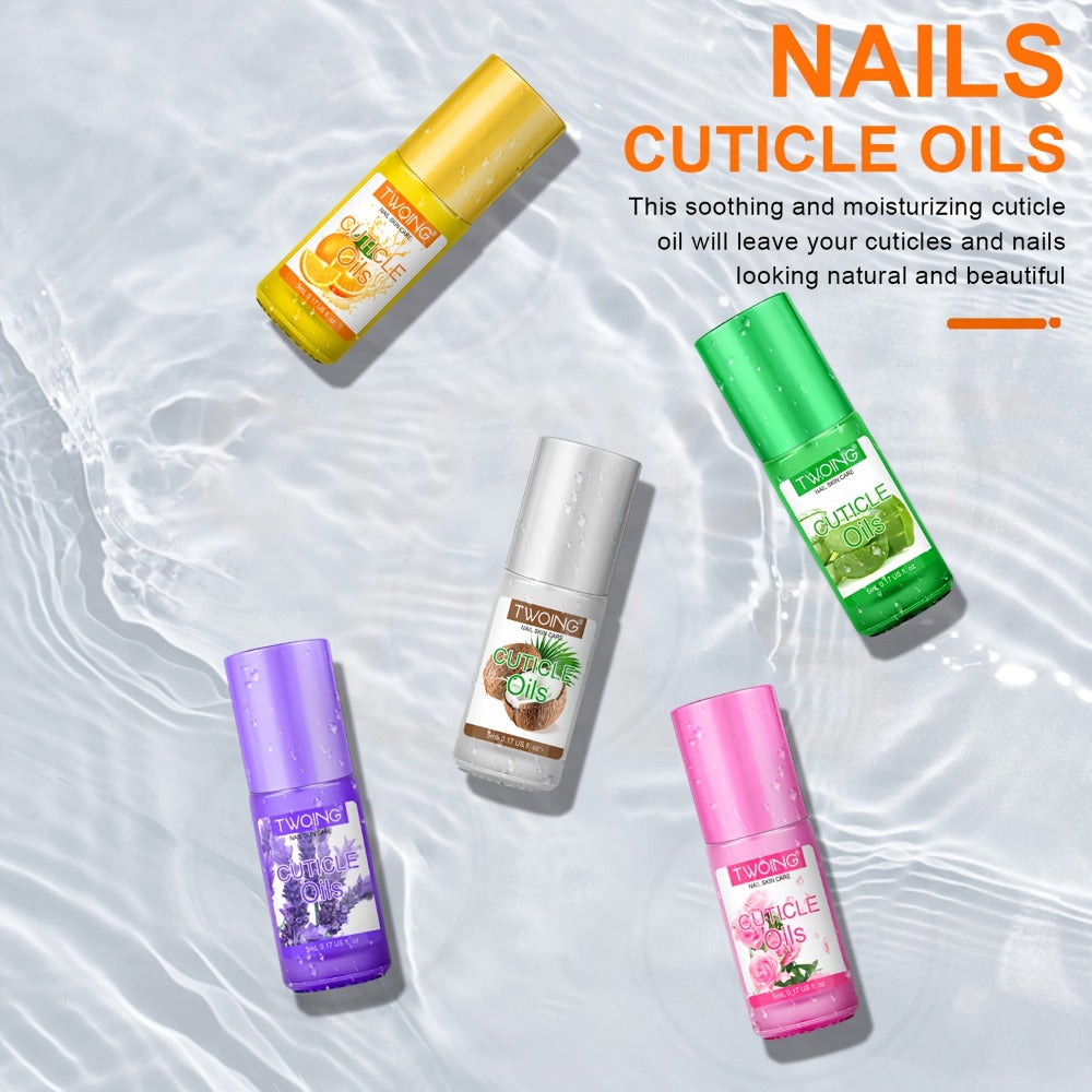 Cuticle Oil Set 6 Scents with Jojoba Oil Grape Seed Oil & Vitamin E — Paraben-Free Plant-Based Daily Nail Treatment for Dry Damaged Broken Thinning Nails & Cuticles, Nail Care Gift Set for Women
