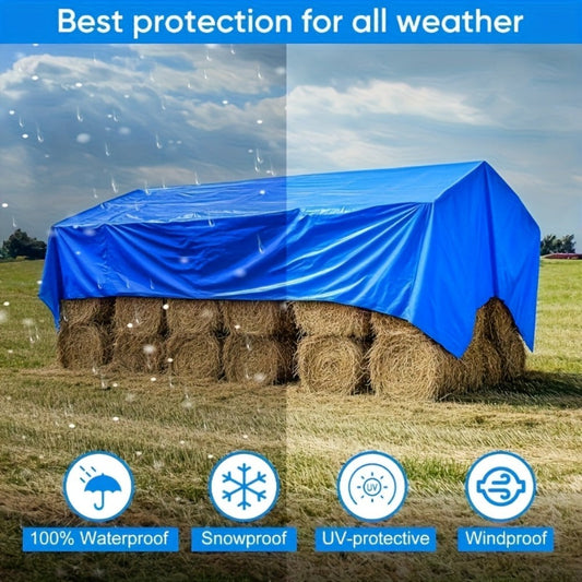 Heavy Duty Waterproof Tarp - UV-Resistant Blue & Orange PE with Grommets and Rope