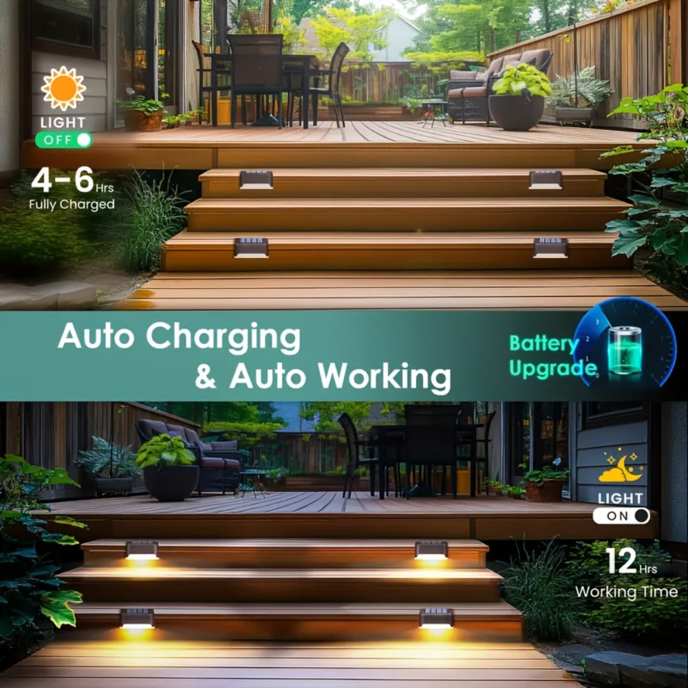 Solar Deck Lights Outdoor 20/30 Pack IP44 Waterproof Warm White LED Step Lights for Stairs Fence Patio Garden Pathway Courtyard Landscape Decoration - Black White Brown Available