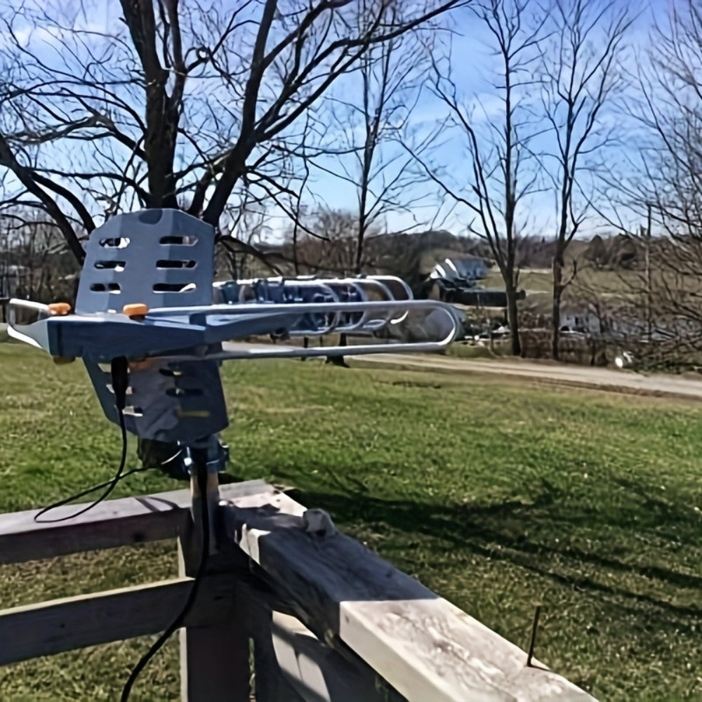 Amplified Outdoor TV Antenna 150 Mile Range – Motorized 360° Rotation, UHF VHF 4K 1080P, Wireless Remote, Supports 2 TVs, 33ft RG6 Coax Cable, Coaxial Grounding Block & Installation Rod Included