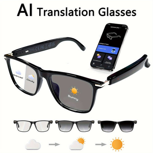 AI Smart Glasses with Real-Time Translation for 160+ Languages, ChatGPT Voice Assistant, HD Calls & Hi-Fi Music – Open-Ear Audio Glasses for Men & Women