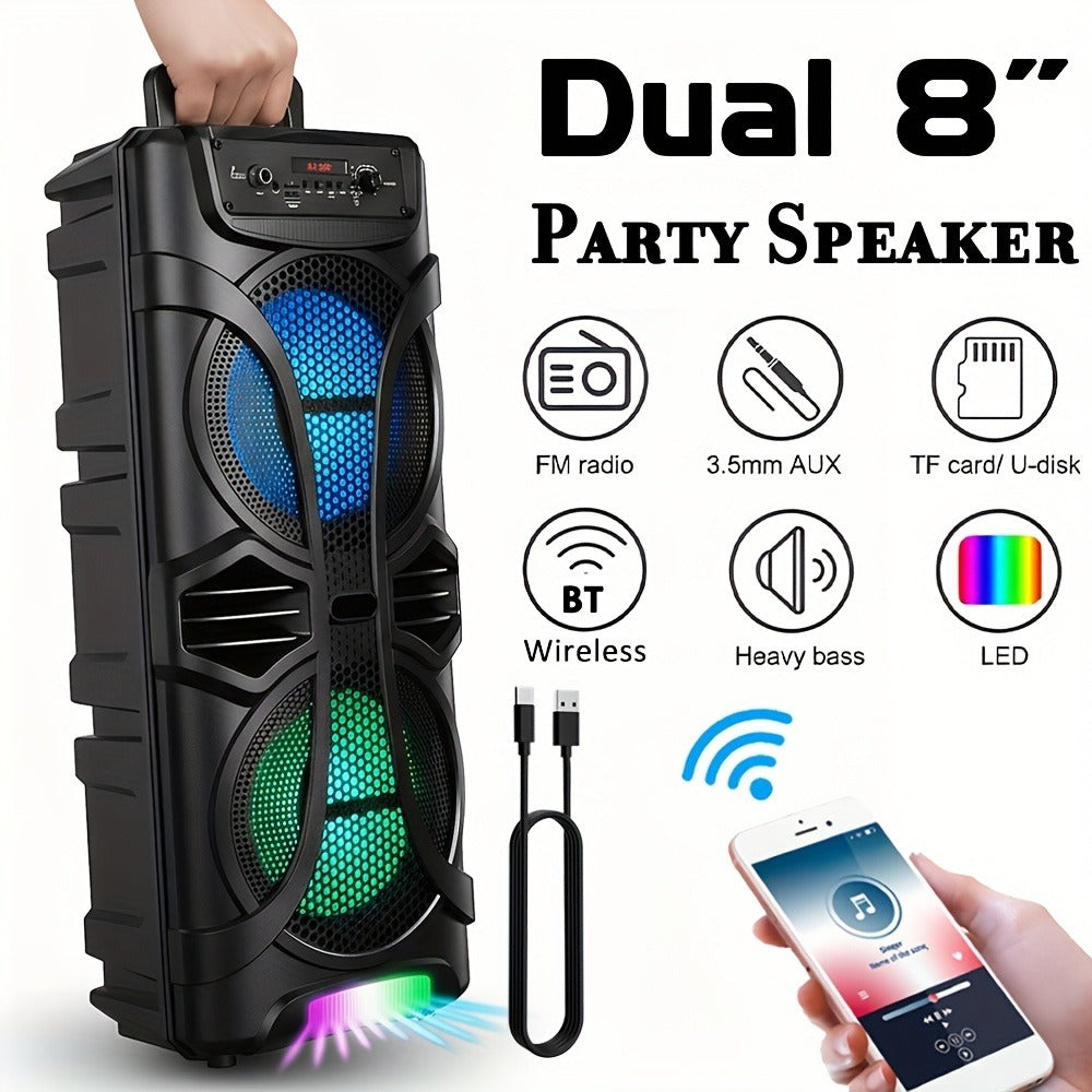 PA Speaker Karaoke Machine 3000W with Dual 6.5" Woofers – Bluetooth Wireless, FM Radio, Party Lights, Wired Microphone Included, Portable Boombox for Parties, Events & Outdoor Use