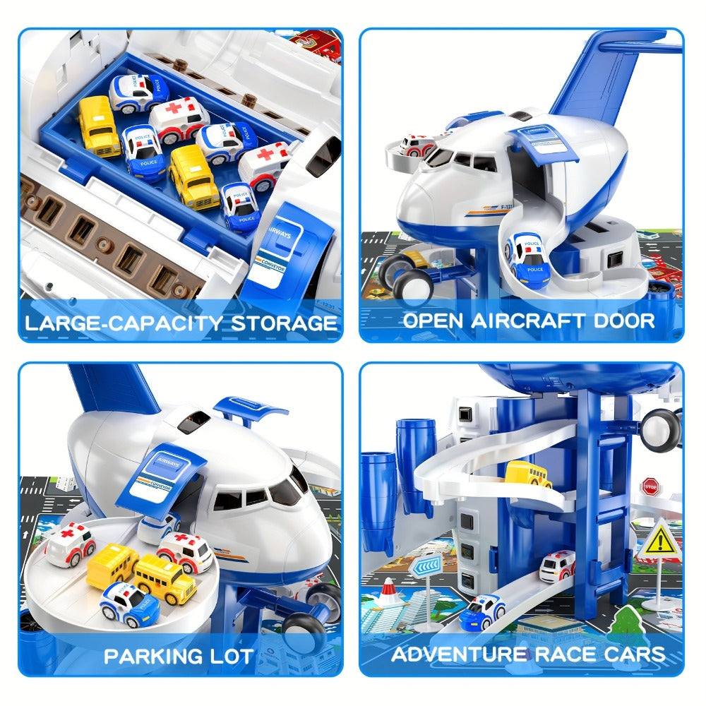 Kids Airplane Toy with LED Lights & Music – Friction Powered Passenger Plane