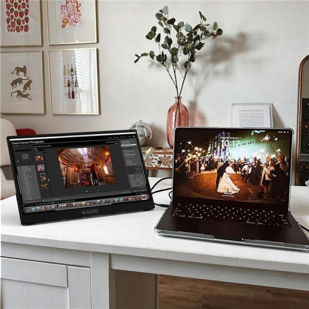 Kado 15.6" Portable Monitor IPS 1080P Full HD Dual USB-C Plug & Play, Built-In Speakers, Second Screen for Laptop PC Tablet Xbox PlayStation Switch Steam Deck Mobile DeX