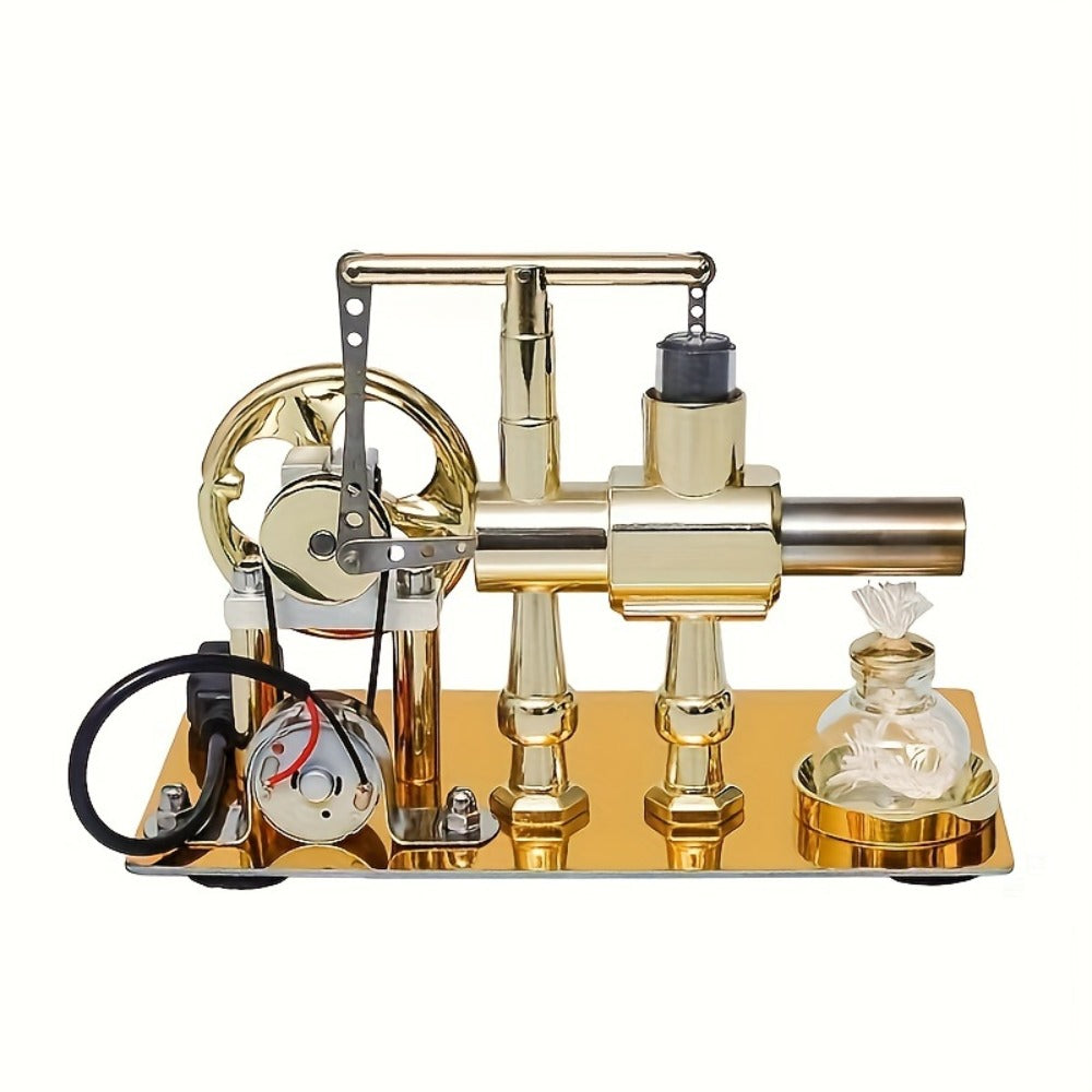Stirling Engine Generator Kit Single Cylinder Stainless Steel – Real Working Heat Engine Model Generates Electricity, STEM Physics Experiment Toy Educational Science Gift for Teens Adults Engineers Ages 14+