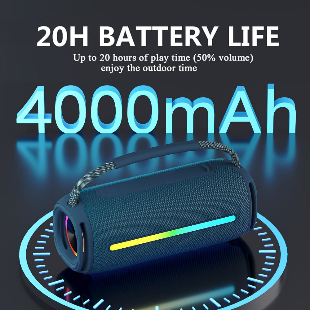 50W Portable Bluetooth Party Speaker with LED Lights, Deep Bass Wireless Speaker, FM Radio, USB Flash Drive & TF Card Playback, Loud Outdoor Speaker for Party, Camping, Home, Backyard & Events