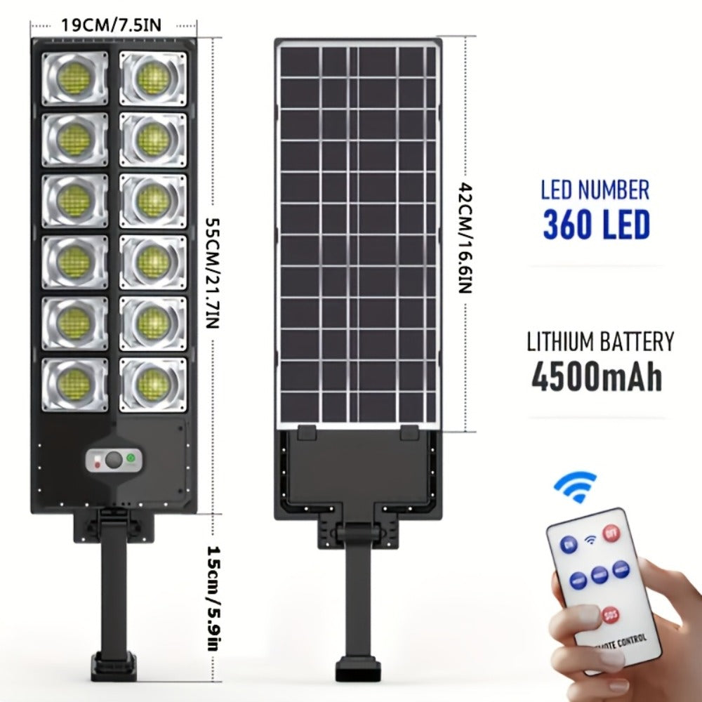 Solar Street Light Outdoor IP65 – High Brightness Wide Angle Dusk to Dawn Solar Powered with Remote Control for Parking Lot, Yard, Stadium & Plaza (58 / 90 / 192 LED)
