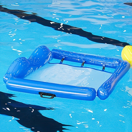 Inflatable Water Hammock with Reclining Pool Chair Shape, Blue