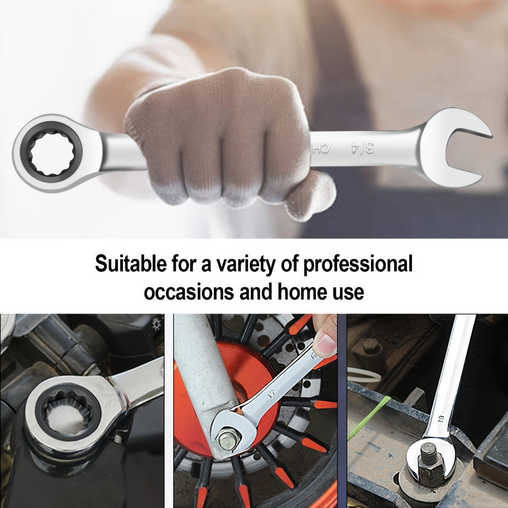 Combination Ratcheting Wrench Set 22pcs SAE & Metric, 1/4"-3/4" & 6-18mm Chrome Vanadium Steel, 72-Tooth Ratchet Wrenches with Oxford Bag, ANSI Standard for Car Repair & Home Appliance Maintenance