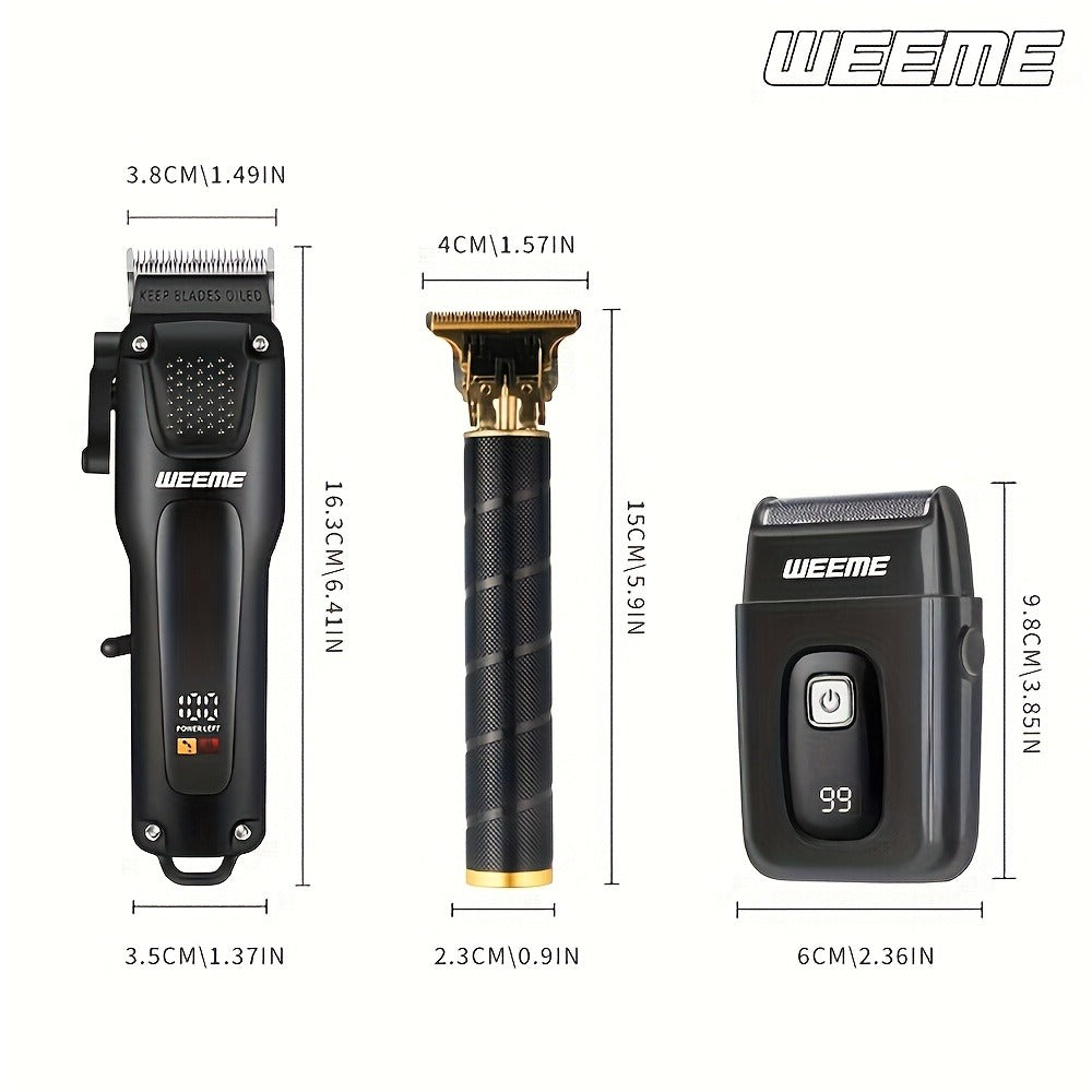 Mens Grooming Kit with Nose Hair Trimmer Electric Shaver WEEME 826 USB Rechargeable LCD Display - Complete Shaving Trimming Set Gift for Dad Brother Son Birthday Holiday