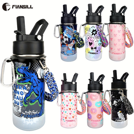 Insulated Water Bottle, 16 oz Stainless Steel with Seven Printed Designs