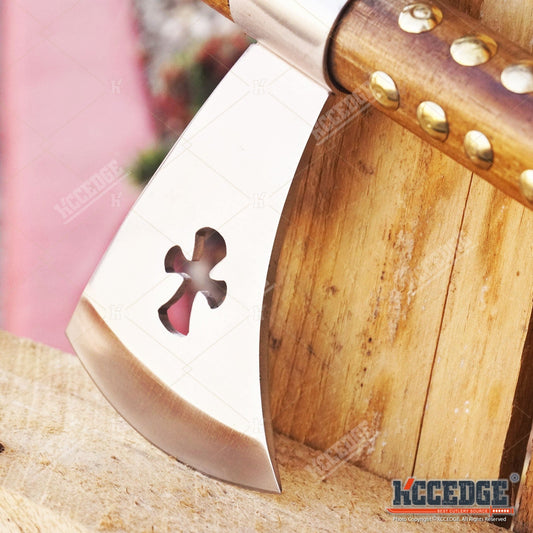 Native American Tomahawk Hatchet Replica 19in – Decorative Peace Pipe Axe with Wooden Handle, Feather & Brass Accents, Southwestern Western Decor Collectible, Cosplay Prop & Unique Gift for Men Dad