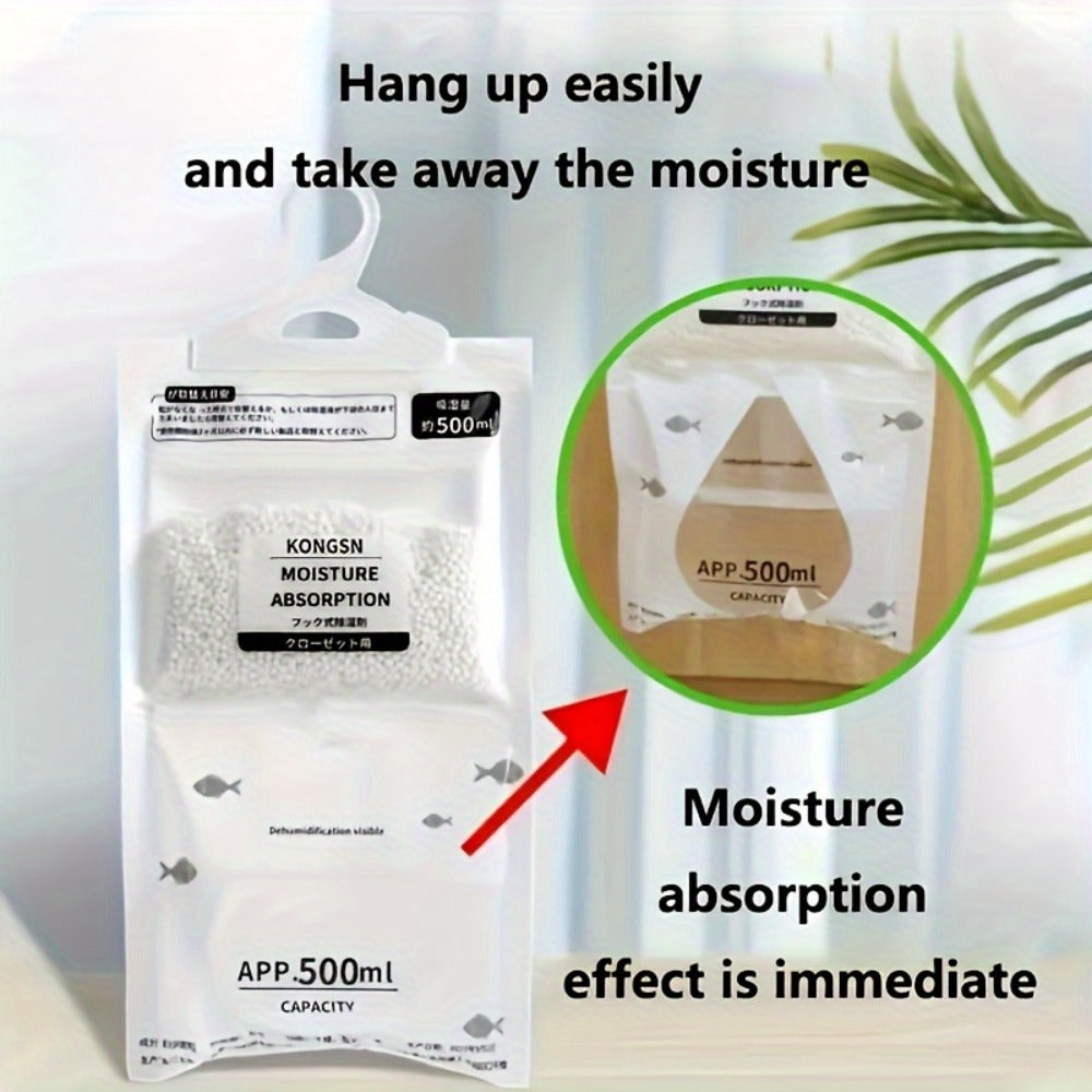 Hanging Moisture Absorber Bags 10-Pack, Dehumidifier Bags for Closet Wardrobe Bedroom Bathroom, High-Efficiency Moisture Proof Damp Absorbing Home Dehumidification