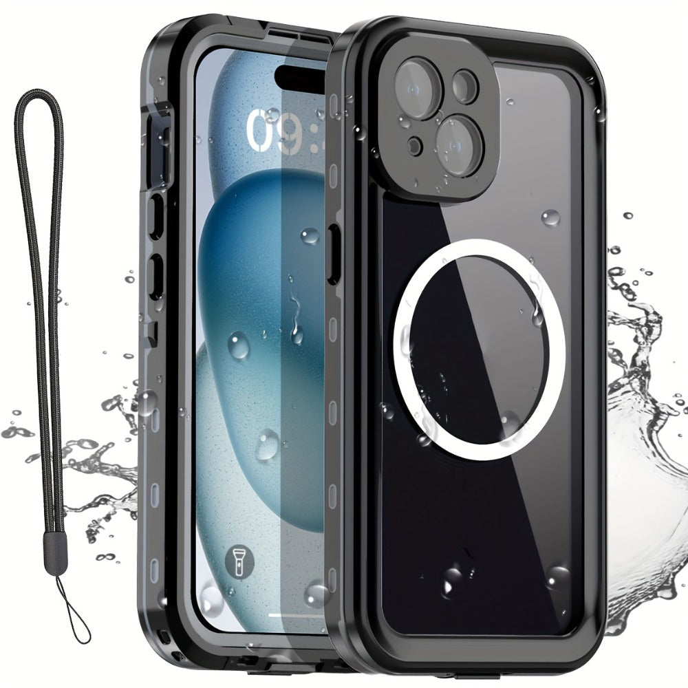 Heavy Duty iPhone Case with Built-In Screen Protector MagSafe Compatible for iPhone 16 Pro Max 16 Pro 15 Pro Max 15 Pro 15 Plus 15 – Shockproof Waterproof Hybrid Cover with Lanyard