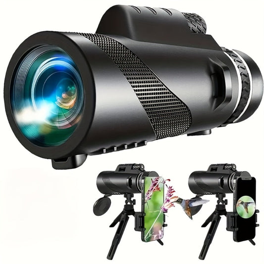 10x42 Monocular Telescope for Adults with Smartphone Adapter & Tripod | HD FMC Lens, Waterproof, Portable Handheld for Bird Watching, Hiking, Hunting, Camping, Concerts, Sports Events & Travel
