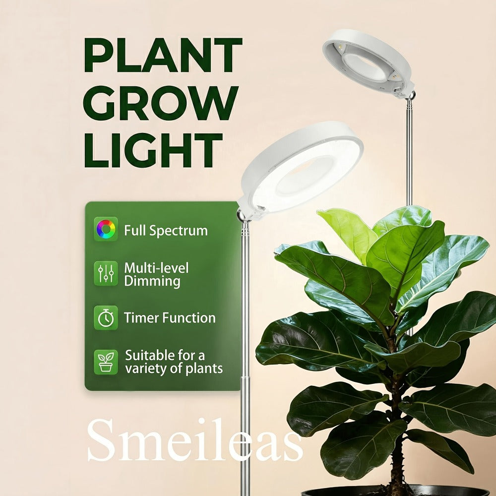 Full Spectrum LED Grow Lights for Indoor Plants – 3-Pack with Auto Timer 3/6/9H, 4 Dimmable Levels & Adjustable Height | Desk Lamp for Seedlings, Herbs, Succulents & Houseplants