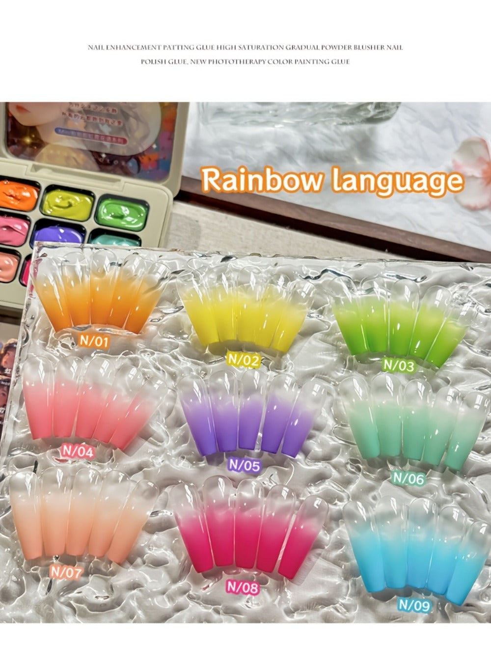 Gel Nail Polish Set 9 Colors Rainbow - MORDDA Mini Nine-Grid High Saturation Long Lasting No Alcohol Gradient Ombre Nail Art Kit UV LED Soak Off Salon Quality Gift for Women