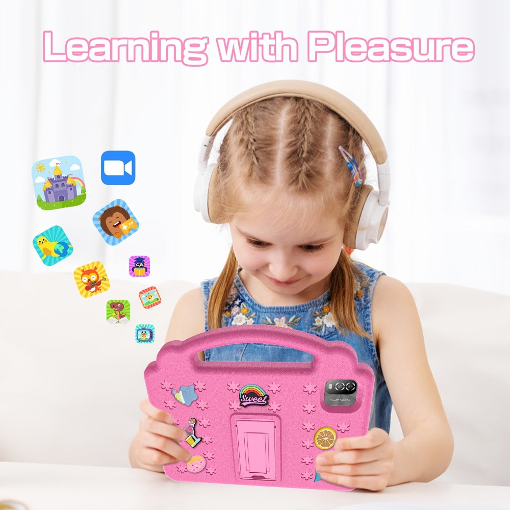Kids Tablet 10.1 Inch Android 15 – 12GB RAM 64GB ROM Expandable 1TB, 6000mAh Battery, WiFi 6, 1280x800 IPS HD Screen, Dual Camera, Parental Controls, Pre-installed Games, Protective Case Included