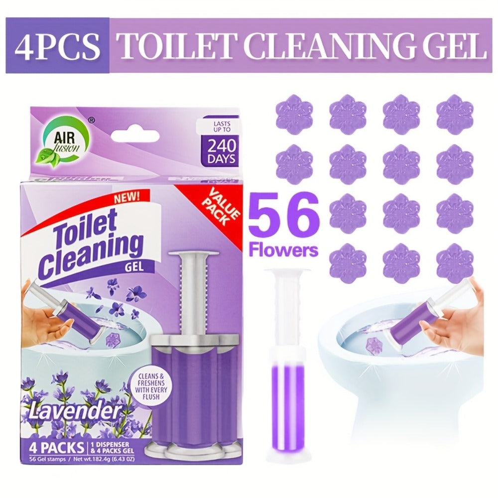 Toilet Gel Stamp Cleaner Air Freshener Flower Scented Bathroom Cleaning Gel Prevents Scale Toilet Ring 6 Fragrance Options Ocean Lavender Floral Peach Lemon Pine 4 Pcs or 8 Pcs with Dispenser